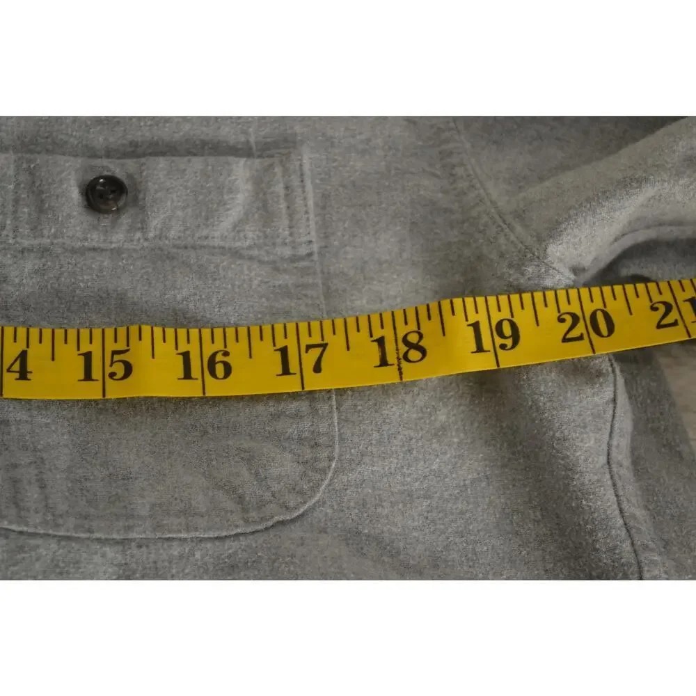 J Crew Mens Shirt Medium Button Long Sleeve Grey Faux Leather Elbow Patches